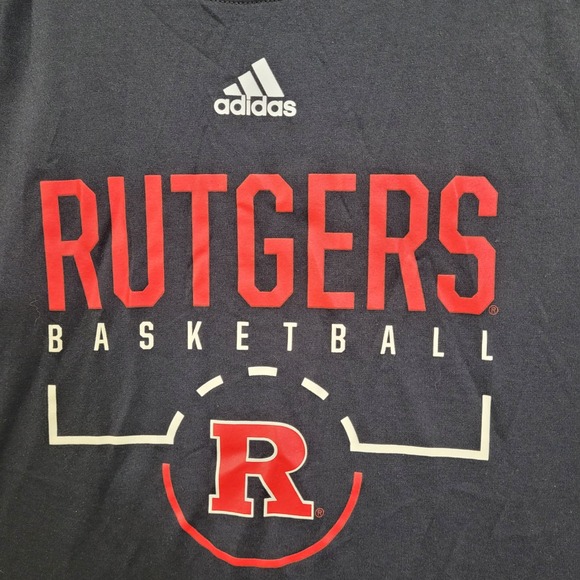 Adidas Rutgers Basketball T Shirt‎ Mens XL Climalite Black Red Athletic - Picture 2 of 8